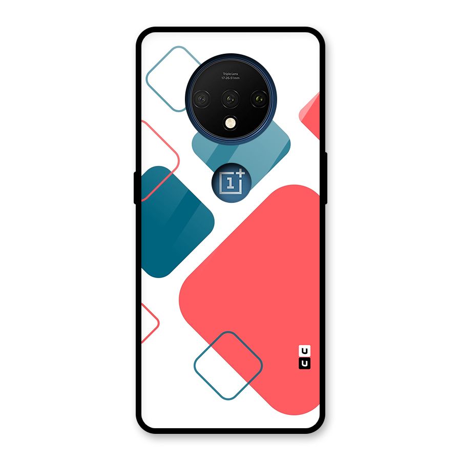 Square Pattern Beautiful Abstract Glass Back Case for OnePlus 7T