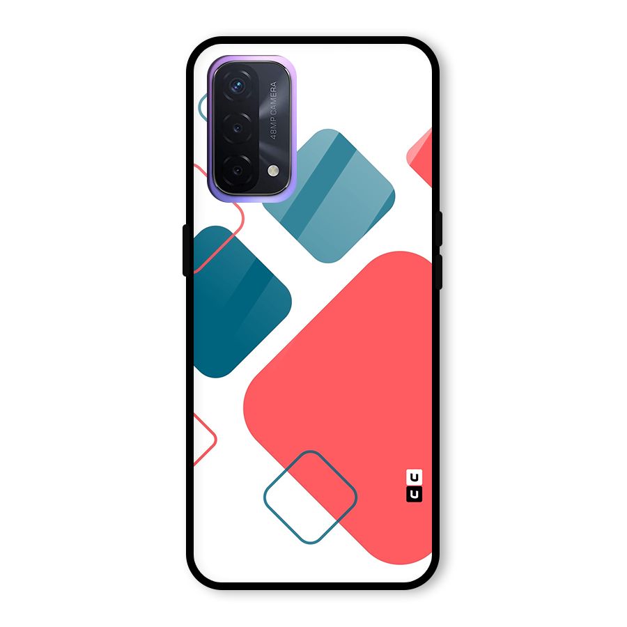 Square Pattern Beautiful Abstract Glass Back Case for Oppo A74 5G