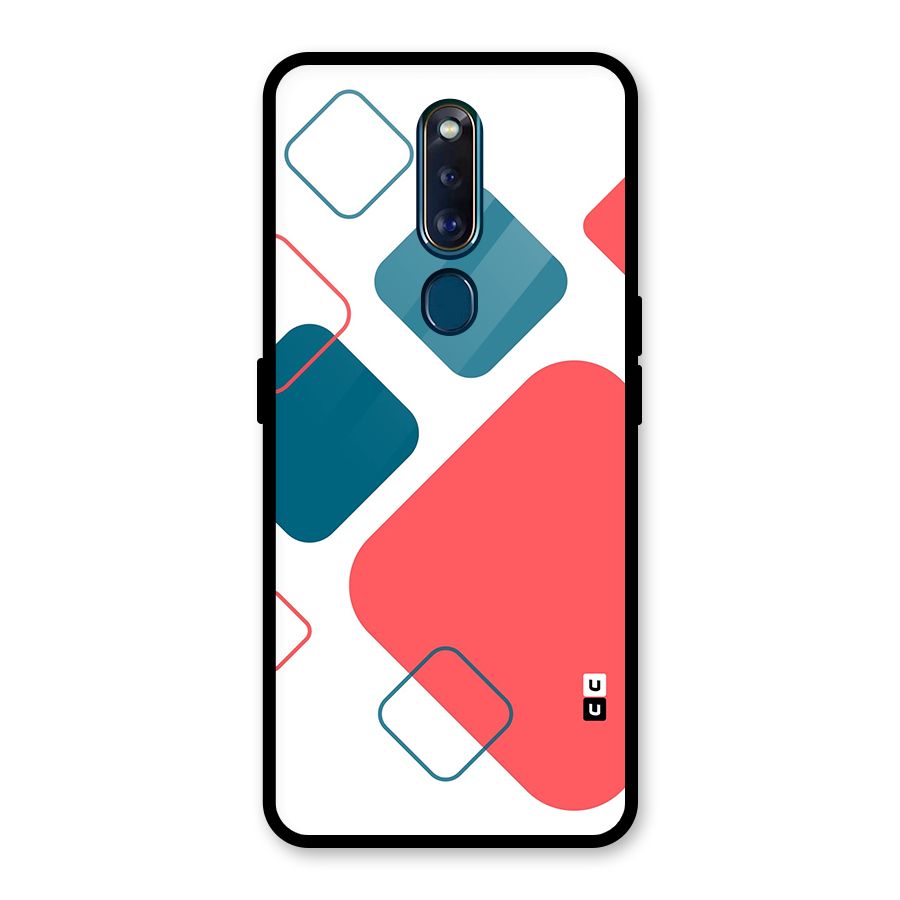 Square Pattern Beautiful Abstract Glass Back Case for Oppo F11 Pro