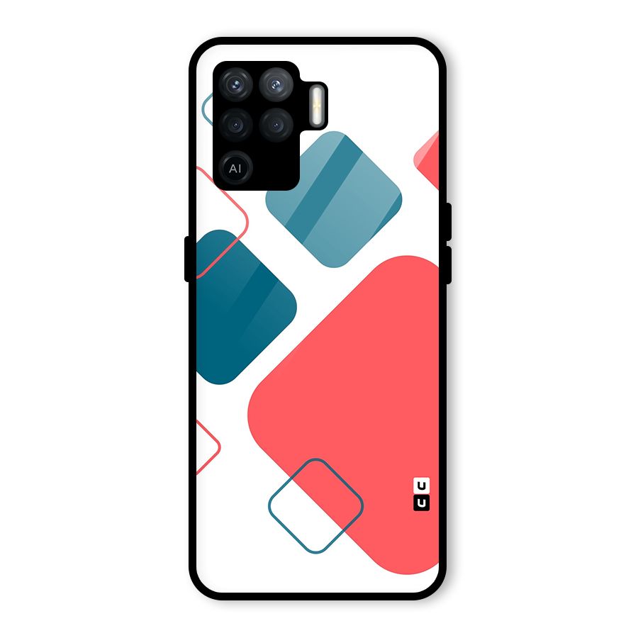 Square Pattern Beautiful Abstract Glass Back Case for Oppo F19 Pro