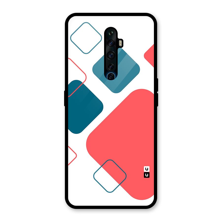 Square Pattern Beautiful Abstract Glass Back Case for Oppo Reno2 F