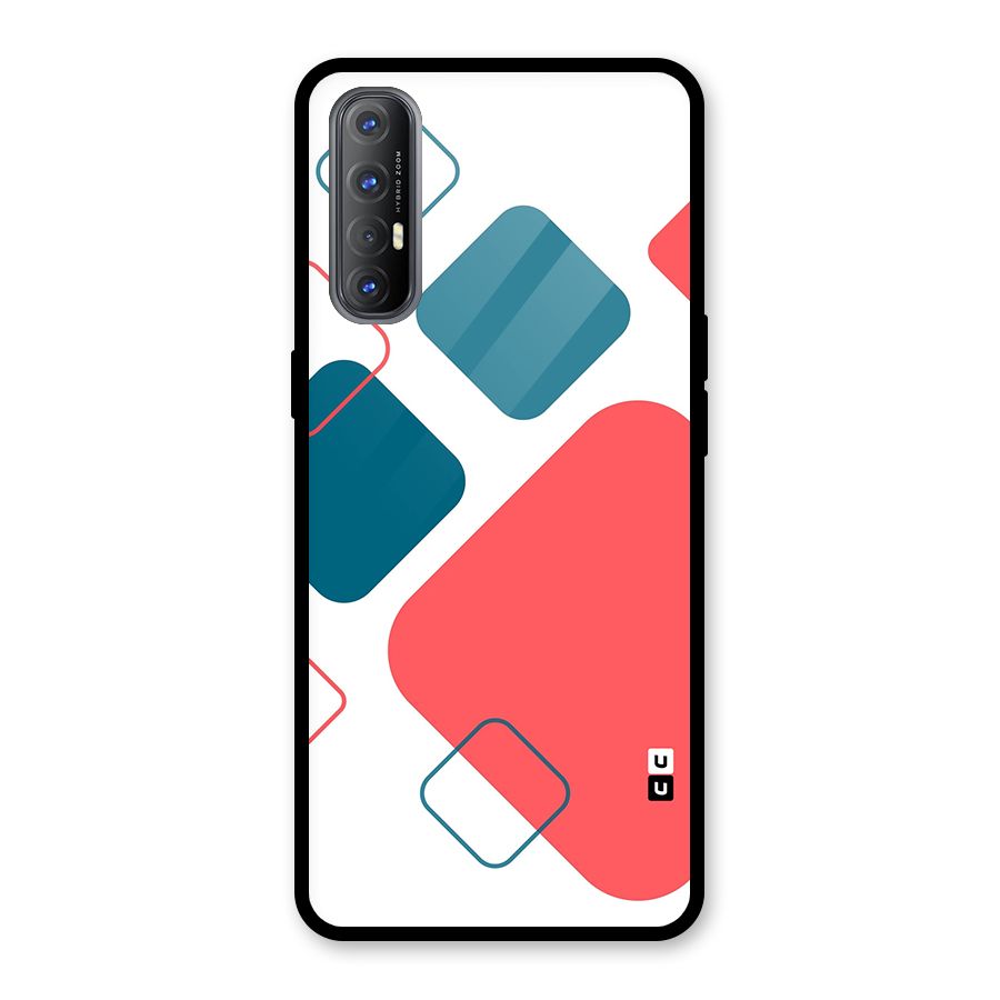 Square Pattern Beautiful Abstract Glass Back Case for Oppo Reno3 Pro