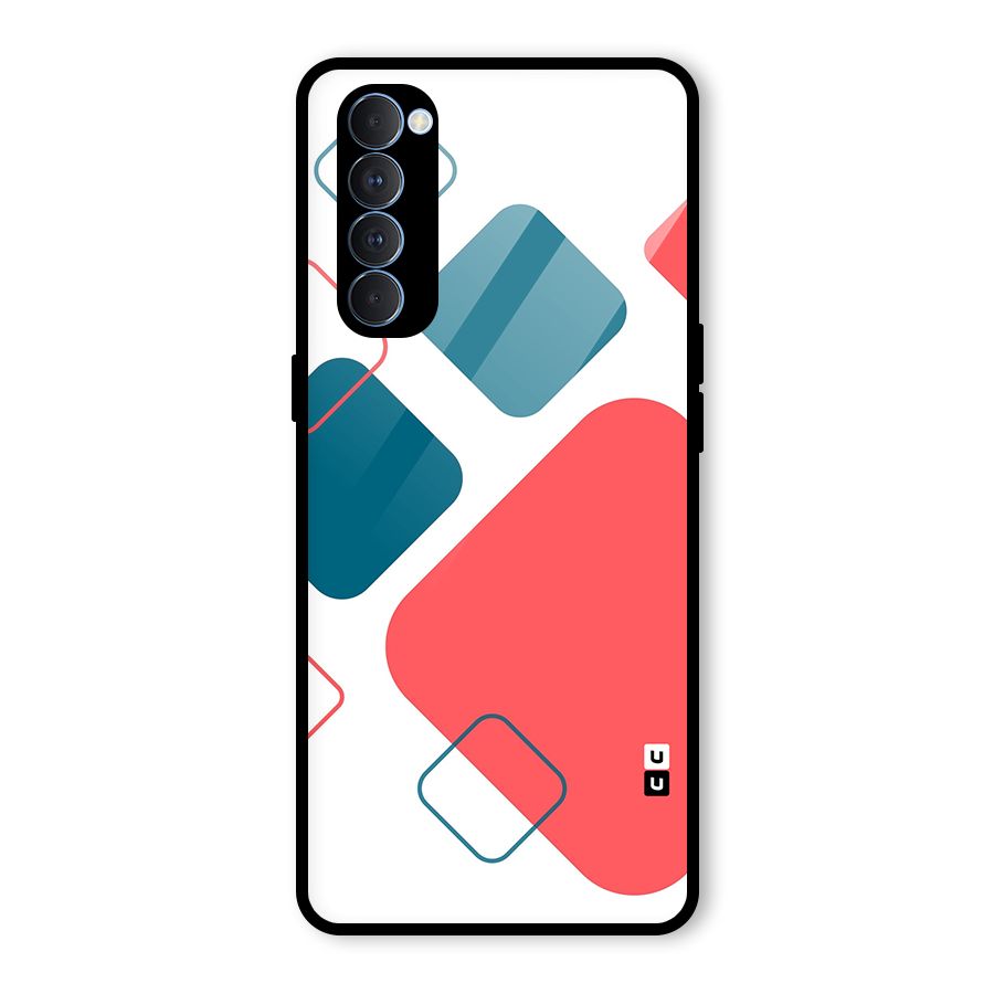 Square Pattern Beautiful Abstract Glass Back Case for Oppo Reno4 Pro