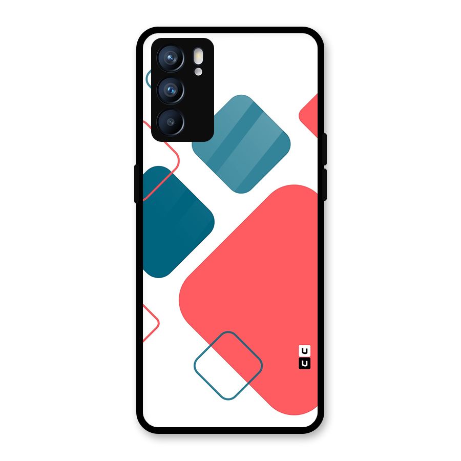 Square Pattern Beautiful Abstract Glass Back Case for Oppo Reno6 5G