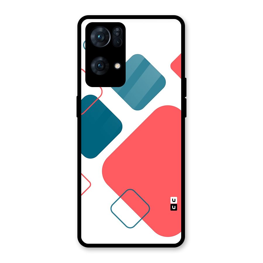 Square Pattern Beautiful Abstract Glass Back Case for Oppo Reno7 Pro 5G