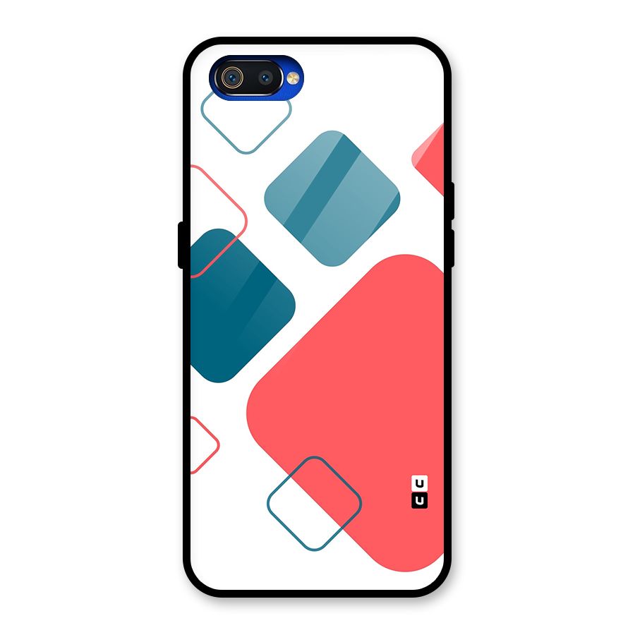 Square Pattern Beautiful Abstract Glass Back Case for Realme C2