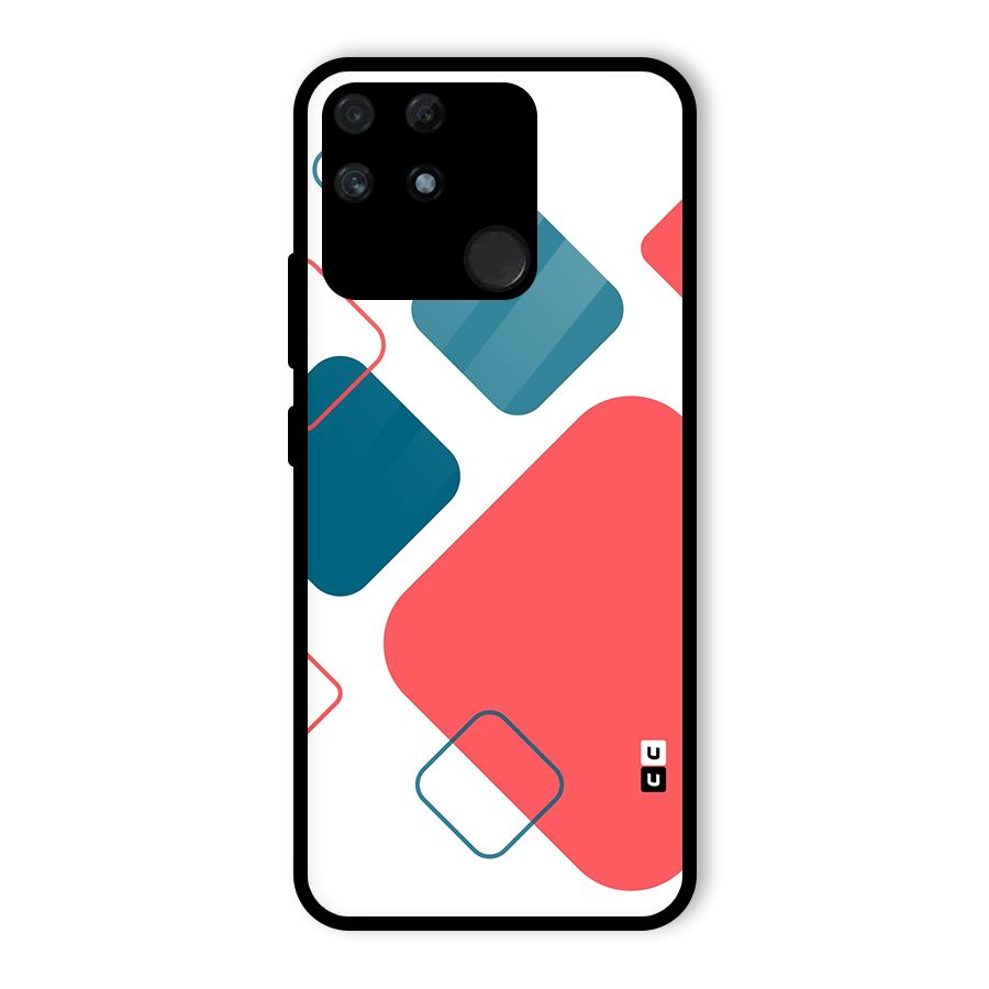 Square Pattern Beautiful Abstract Glass Back Case for Realme Narzo 50A