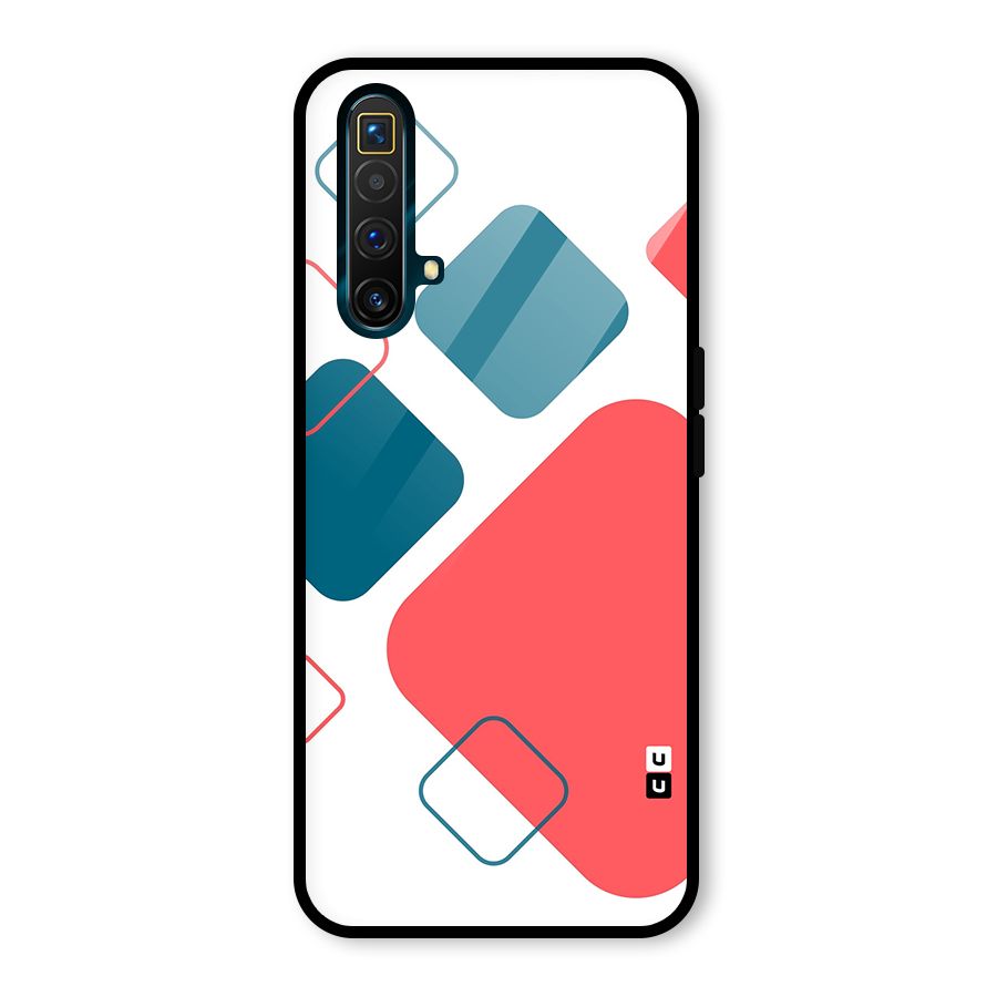 Square Pattern Beautiful Abstract Glass Back Case for Realme X3 SuperZoom