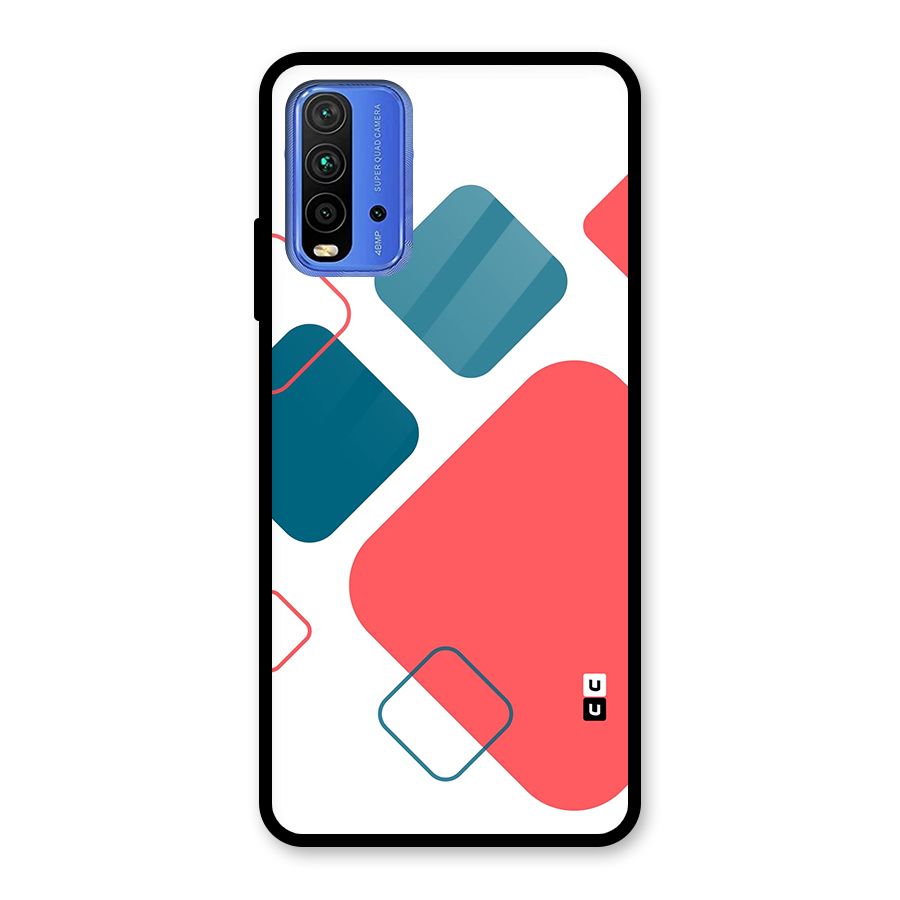 Square Pattern Beautiful Abstract Glass Back Case for Redmi 9 Power