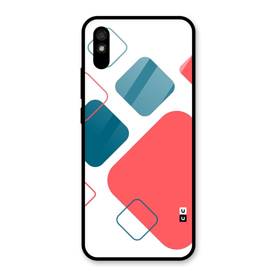 Square Pattern Beautiful Abstract Glass Back Case for Redmi 9i