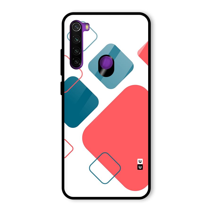 Square Pattern Beautiful Abstract Glass Back Case for Redmi Note 8