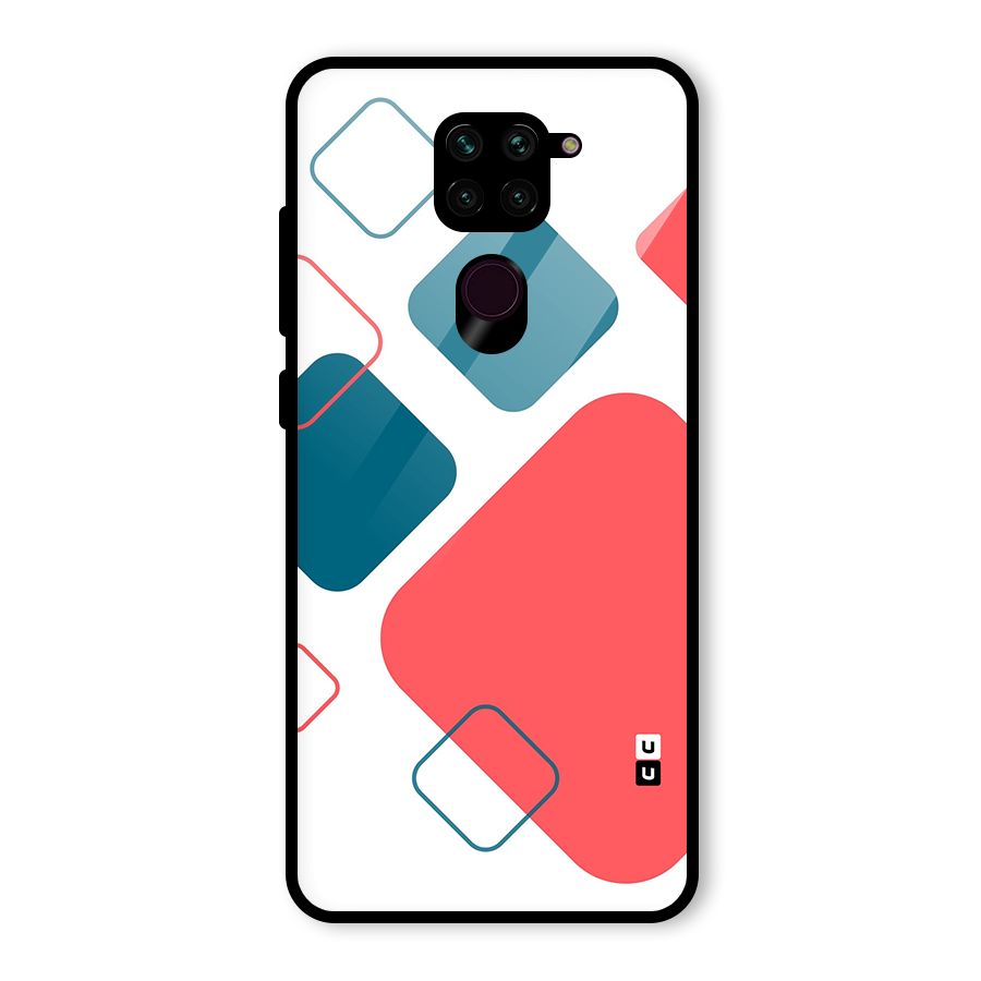 Square Pattern Beautiful Abstract Glass Back Case for Redmi Note 9