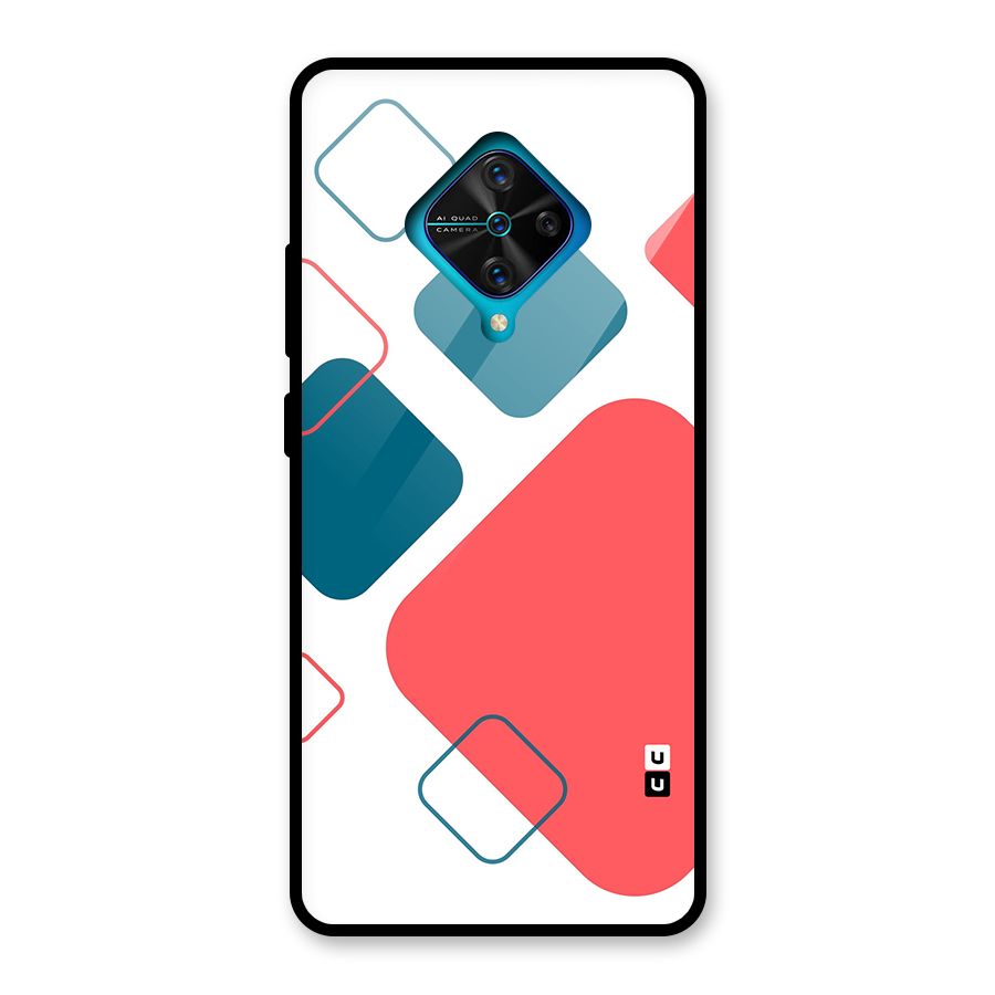 Square Pattern Beautiful Abstract Glass Back Case for Vivo S1 Pro