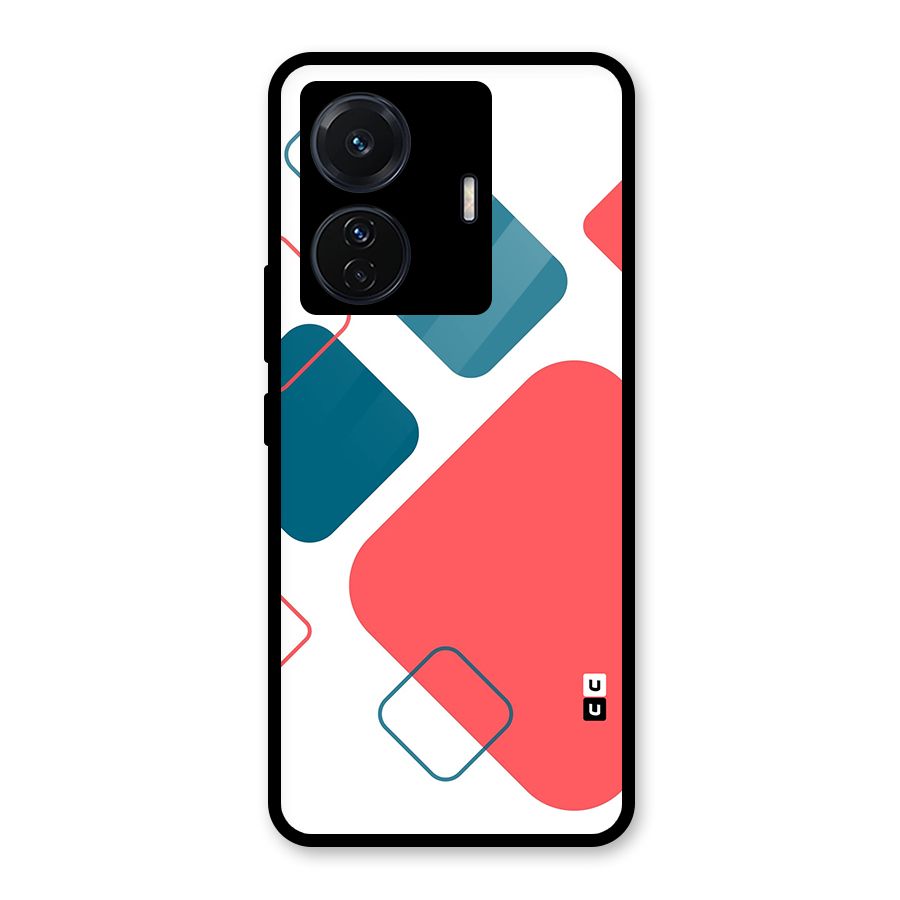 Square Pattern Beautiful Abstract Glass Back Case for Vivo T1 Pro