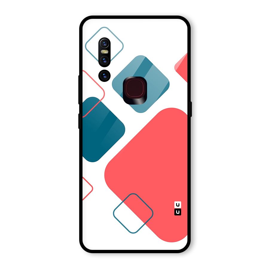 Square Pattern Beautiful Abstract Glass Back Case for Vivo V15
