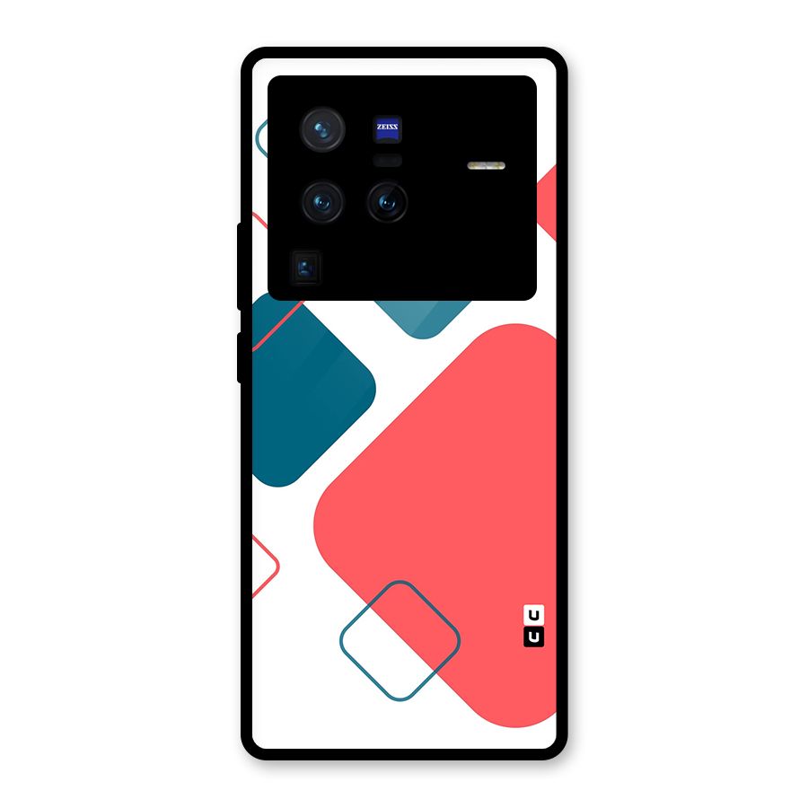 Square Pattern Beautiful Abstract Glass Back Case for Vivo X80 Pro