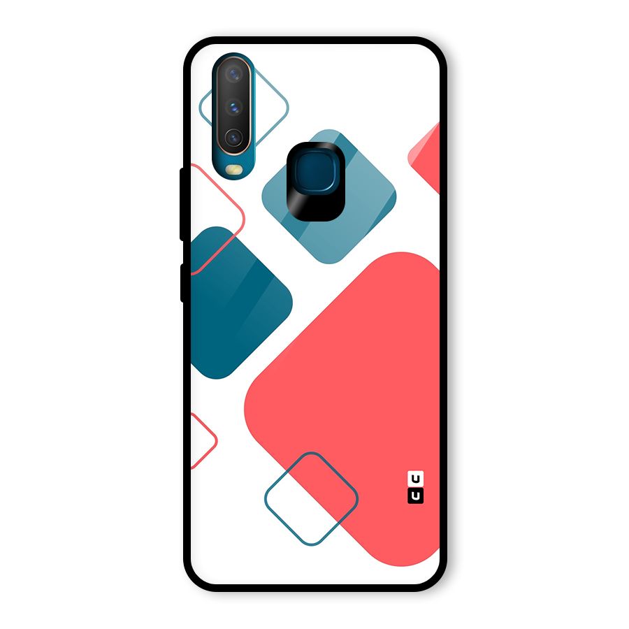 Square Pattern Beautiful Abstract Glass Back Case for Vivo Y12