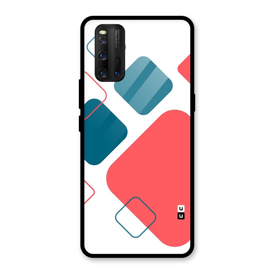 Square Pattern Beautiful Abstract Glass Back Case for Vivo iQOO 3
