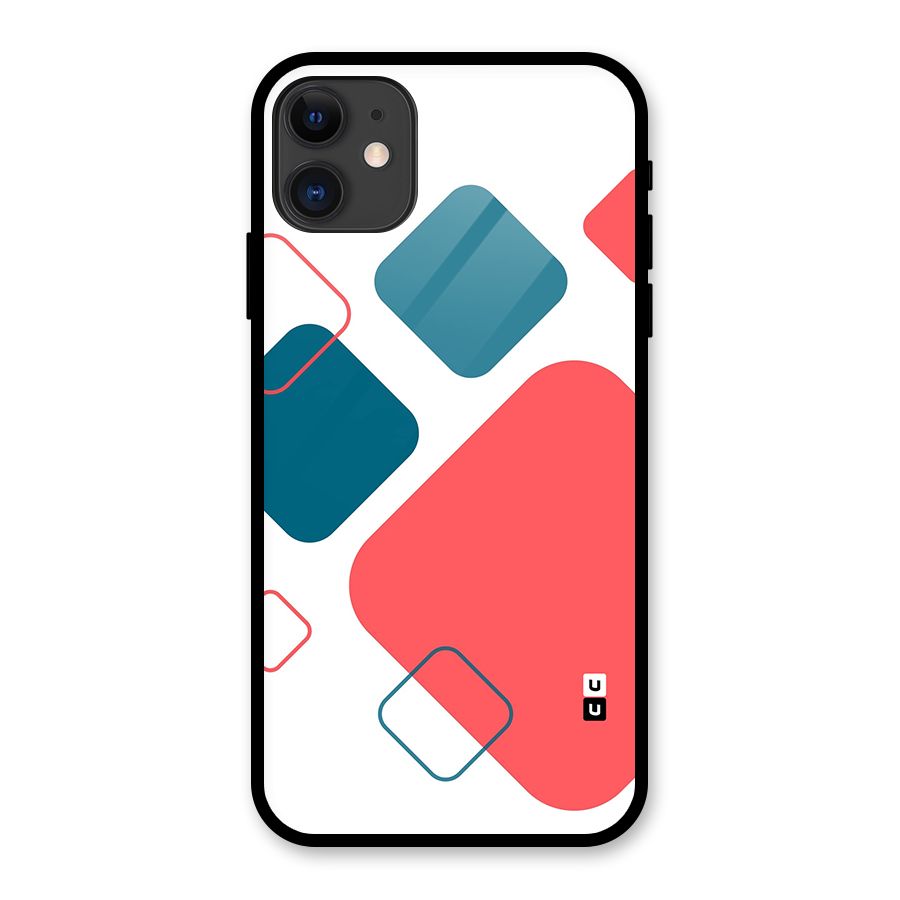 Square Pattern Beautiful Abstract Glass Back Case for iPhone 11