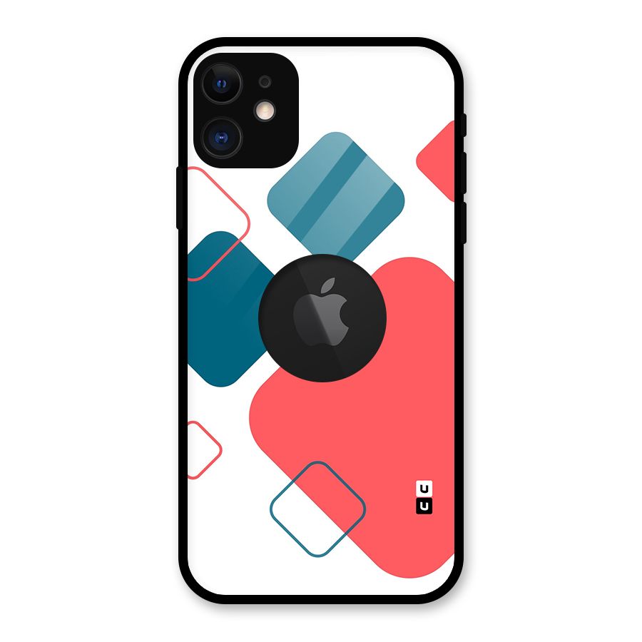 Square Pattern Beautiful Abstract Glass Back Case for iPhone 11 Logo Cut