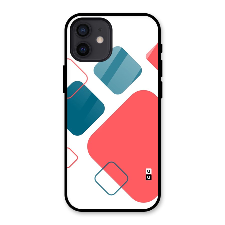 Square Pattern Beautiful Abstract Glass Back Case for iPhone 12