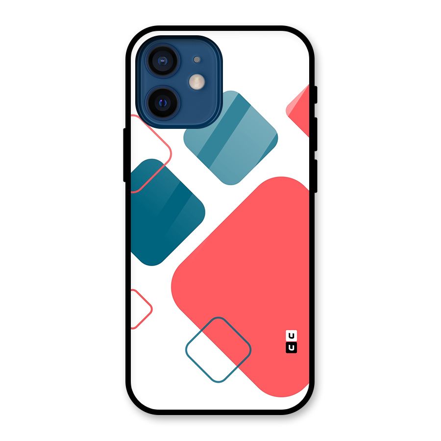 Square Pattern Beautiful Abstract Glass Back Case for iPhone 12 Mini