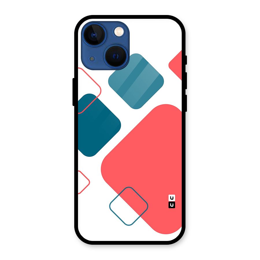 Square Pattern Beautiful Abstract Glass Back Case for iPhone 13 Mini