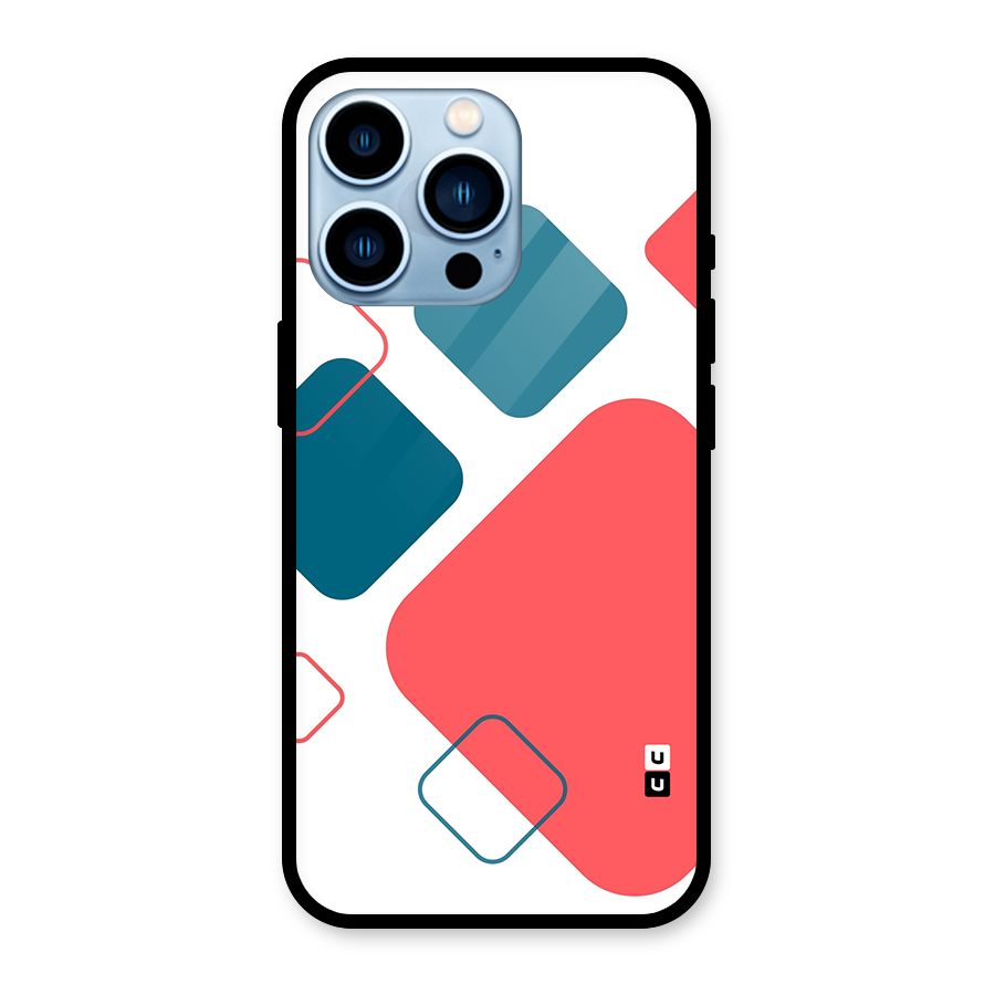 Square Pattern Beautiful Abstract Glass Back Case for iPhone 13 Pro