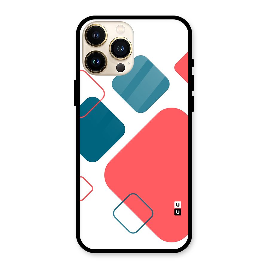 Square Pattern Beautiful Abstract Glass Back Case for iPhone 13 Pro Max