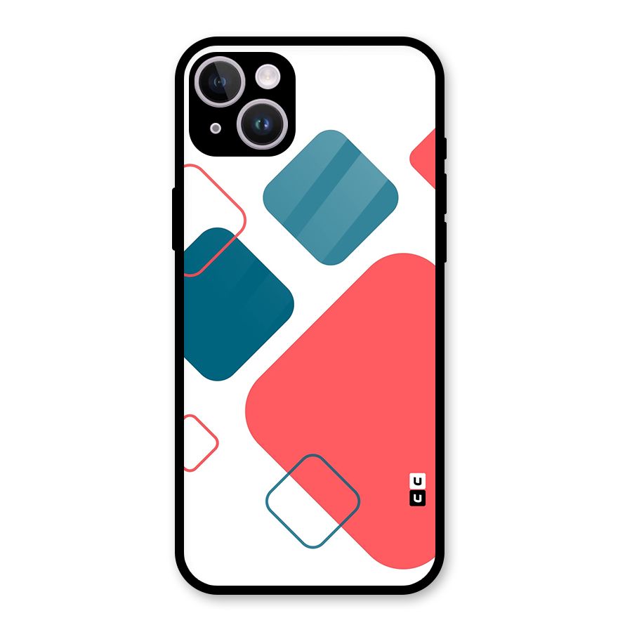 Square Pattern Beautiful Abstract Glass Back Case for iPhone 14 Plus