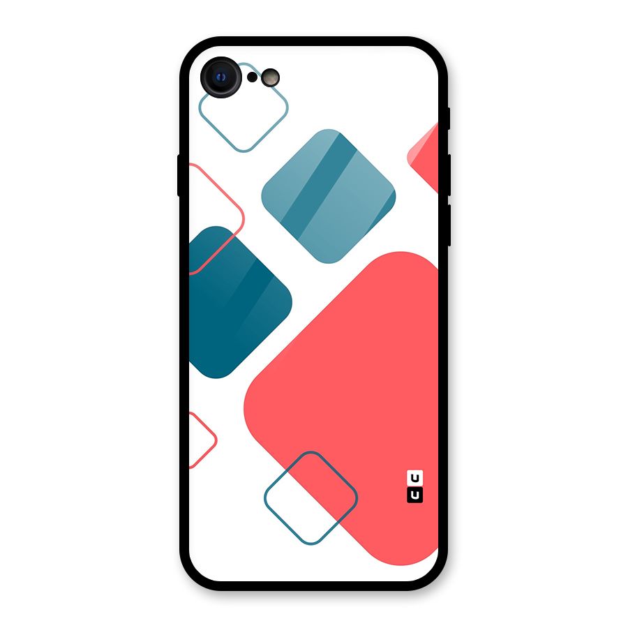 Square Pattern Beautiful Abstract Glass Back Case for iPhone 7