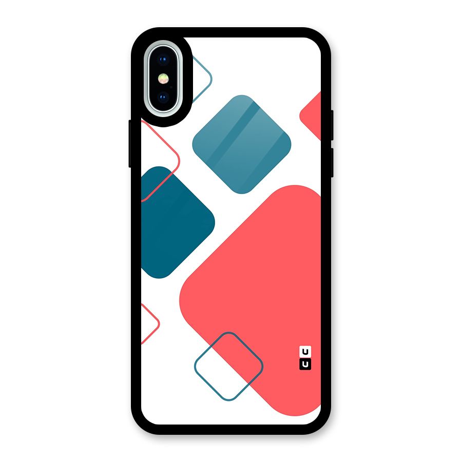 Square Pattern Beautiful Abstract Glass Back Case for iPhone X