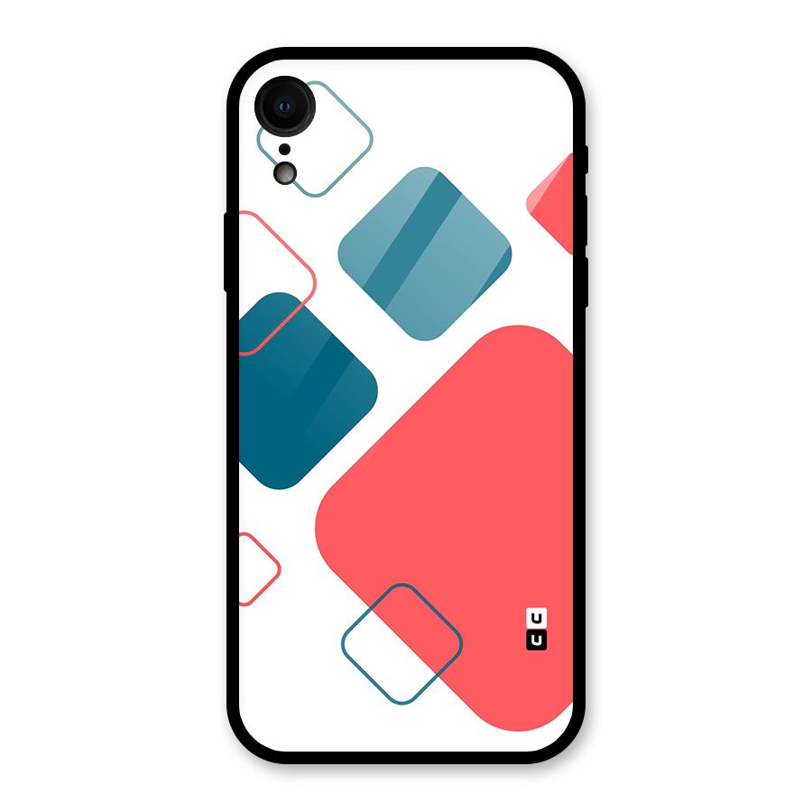 Square Pattern Beautiful Abstract Glass Back Case for iPhone XR