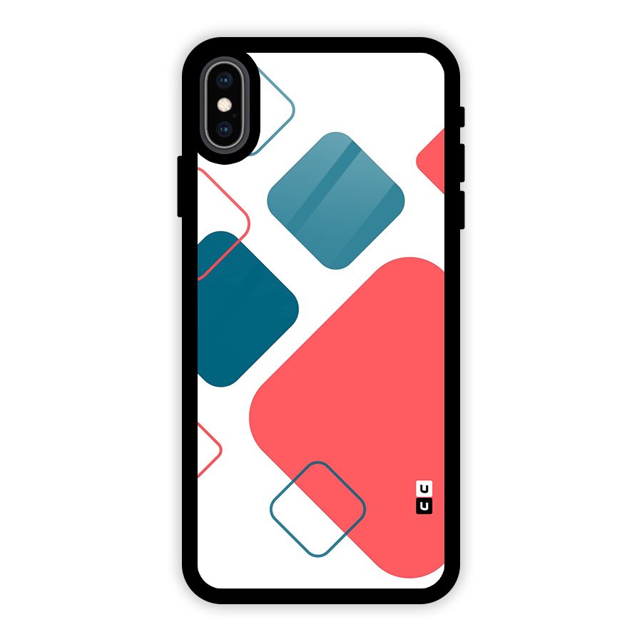 Square Pattern Beautiful Abstract Glass Back Case for iPhone XS Max