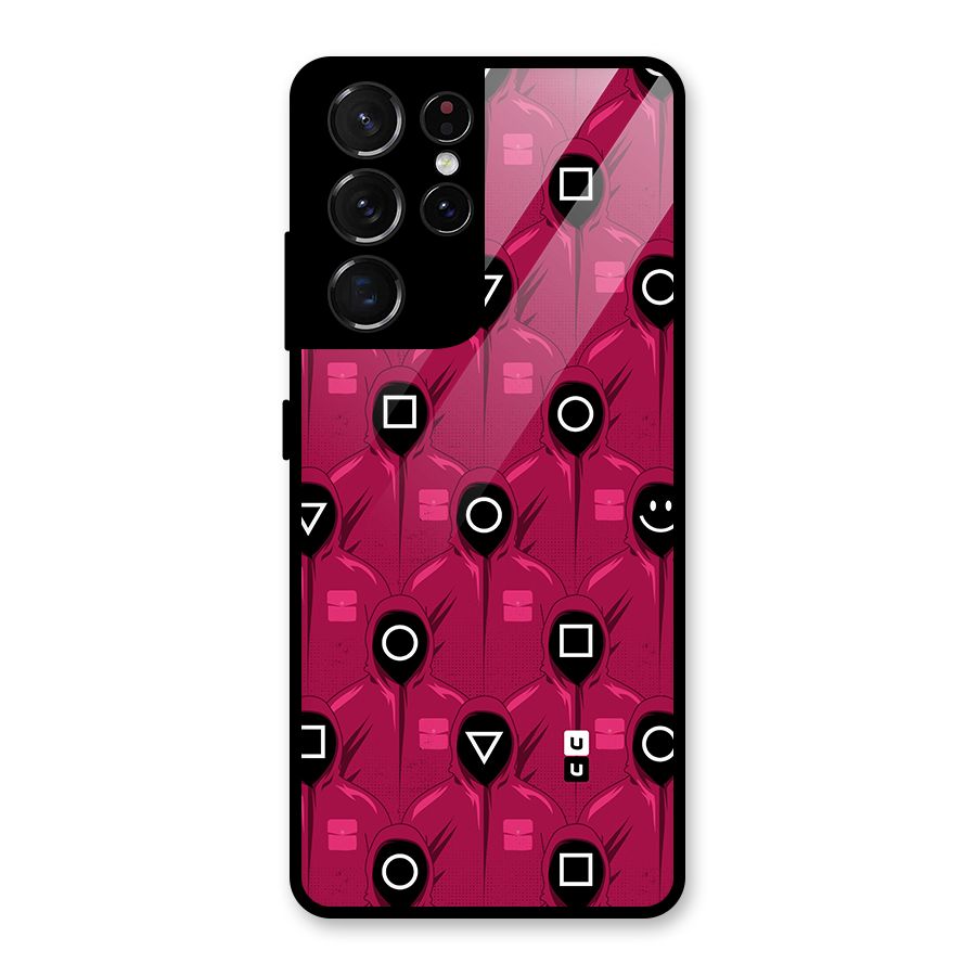 Squid Gamers Pattern Glass Back Case for Galaxy S21 Ultra 5G