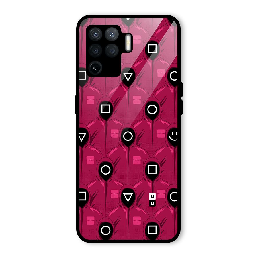 Squid Gamers Pattern Glass Back Case for Oppo F19 Pro
