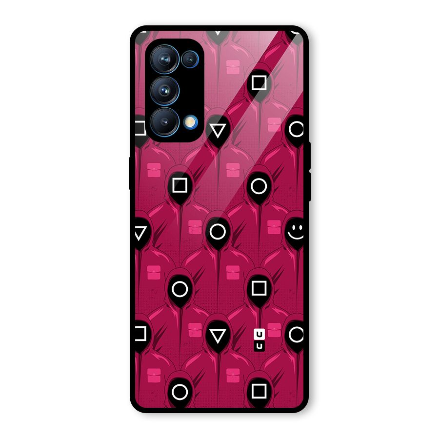 Squid Gamers Pattern Glass Back Case for Oppo Reno5 Pro 5G