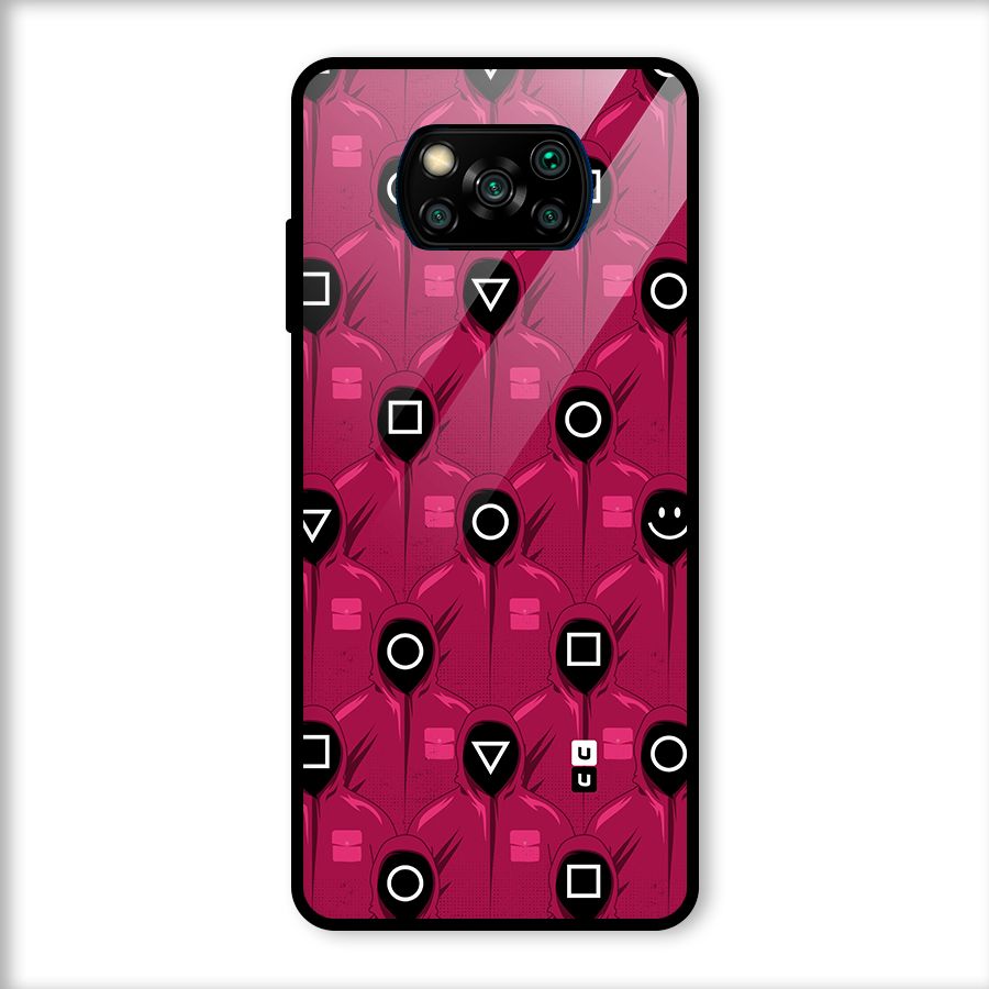 Squid Gamers Pattern Glass Back Case for Poco X3