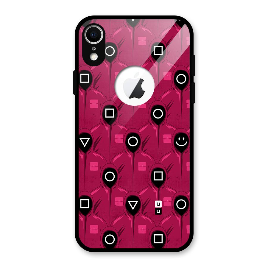 Squid Gamers Pattern Glass Back Case for iPhone XR Logo Cut