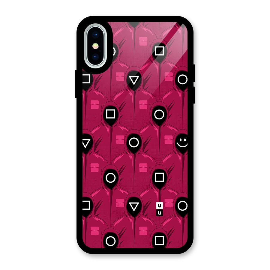 Squid Gamers Pattern Glass Back Case for iPhone XS