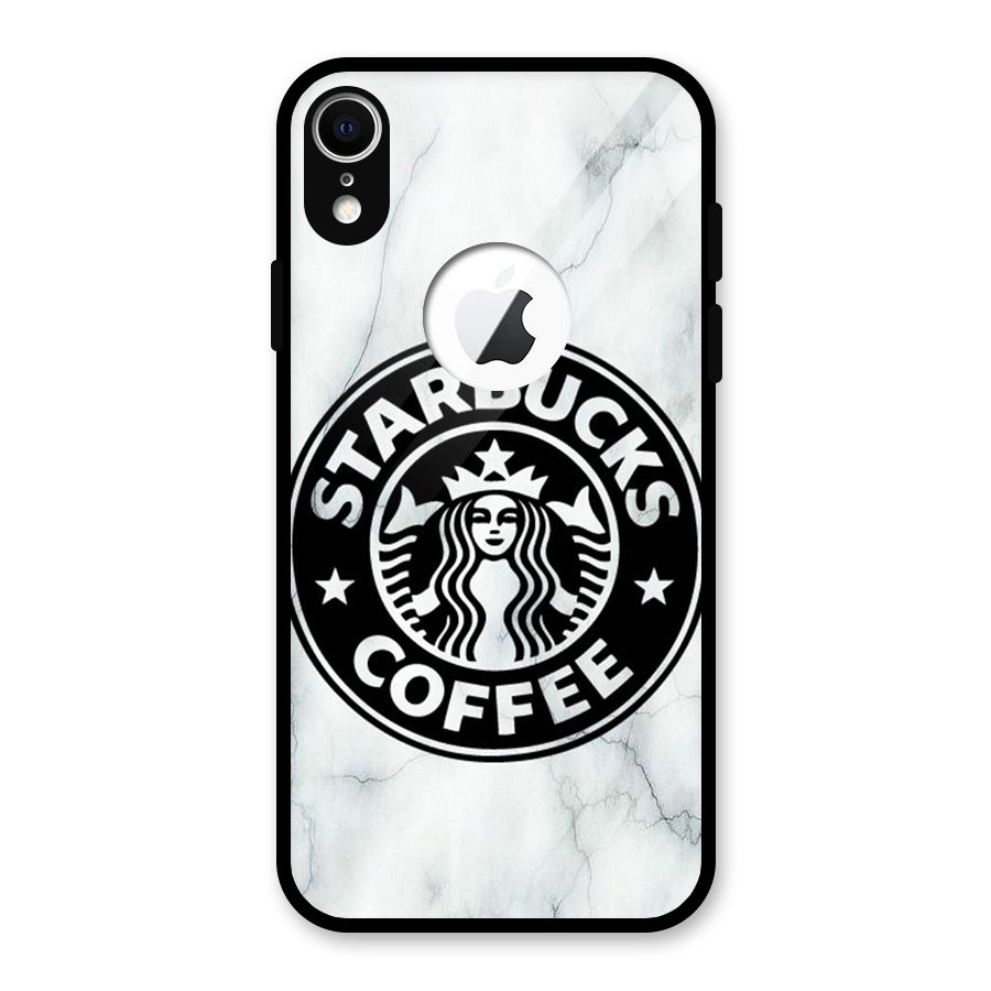 StarBuck Marble Glass Back Case for iPhone XR Logo Cut