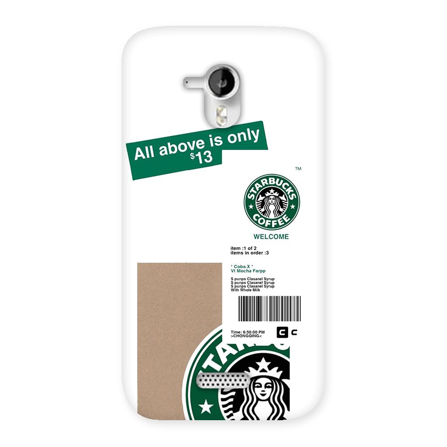 Starbucks Coffee Mocha Back Case for Canvas HD A116