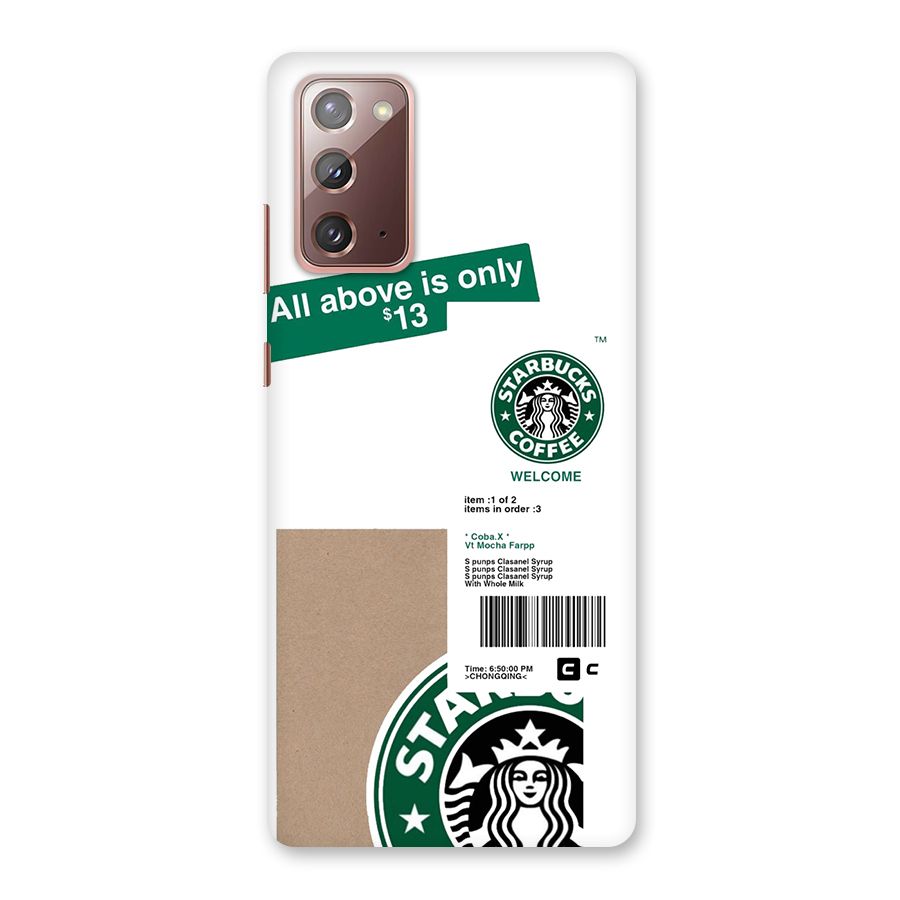 Starbucks Coffee Mocha Back Case for Galaxy Note 20