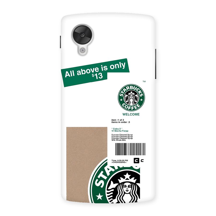 Starbucks Coffee Mocha Back Case for Google Nexus 5