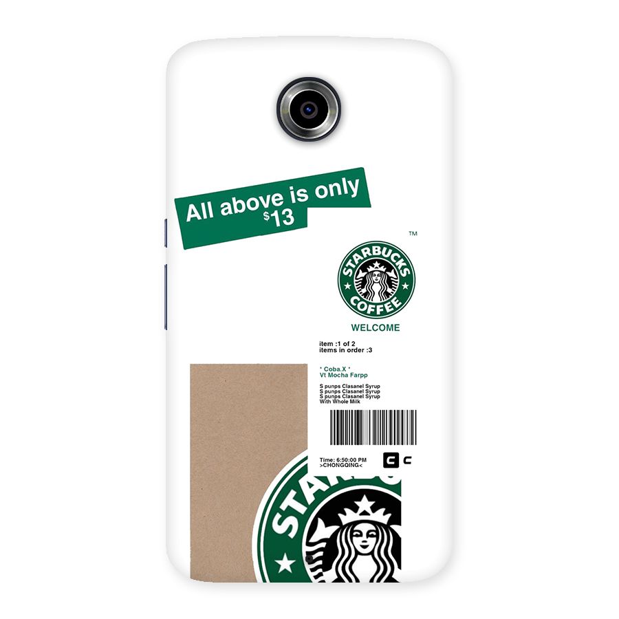 Starbucks Coffee Mocha Back Case for Google Nexus 6