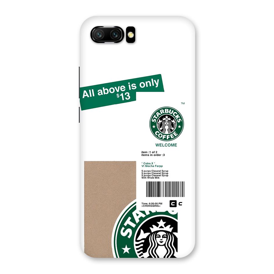 Starbucks Coffee Mocha Back Case for Honor 10