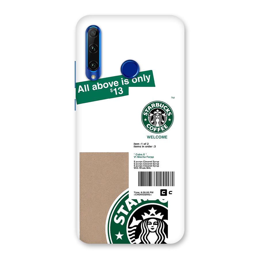Starbucks Coffee Mocha Back Case for Honor 20i