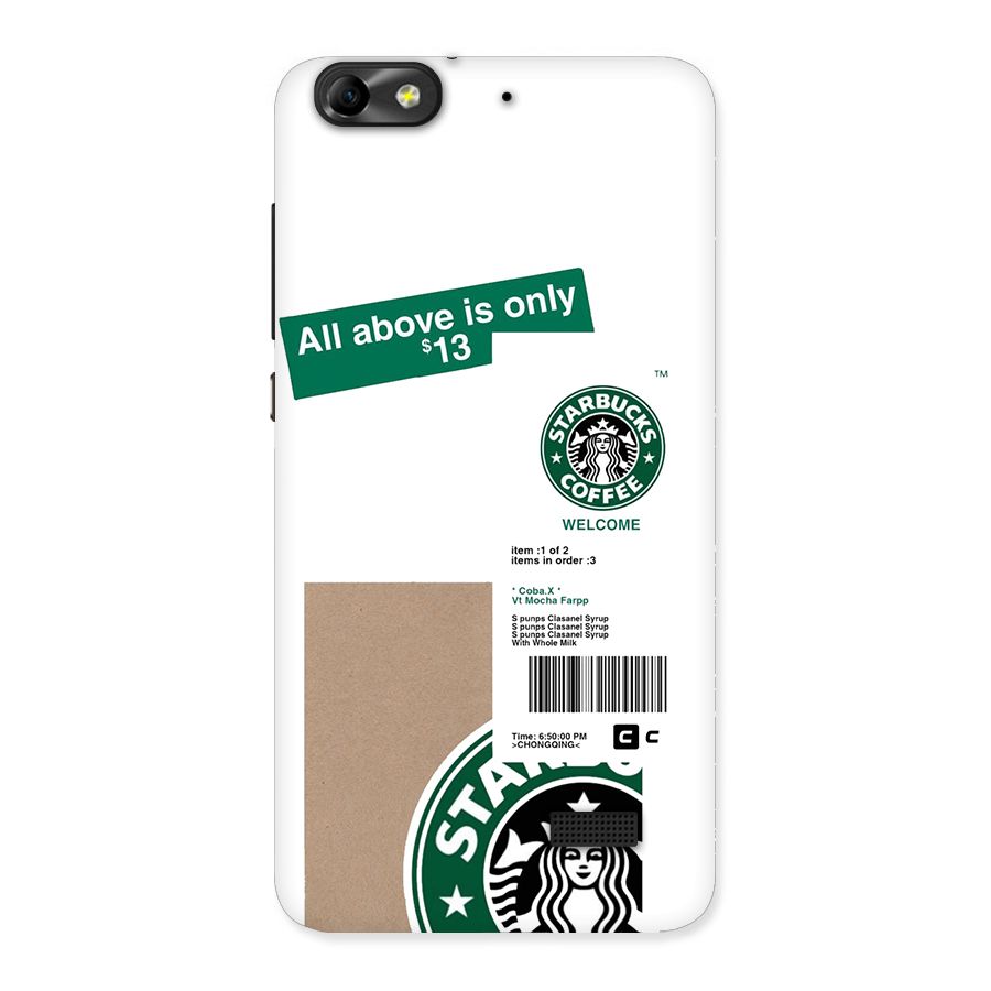 Starbucks Coffee Mocha Back Case for Honor 4C
