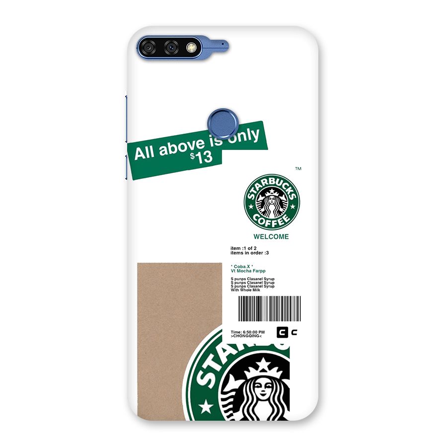Starbucks Coffee Mocha Back Case for Honor 7C