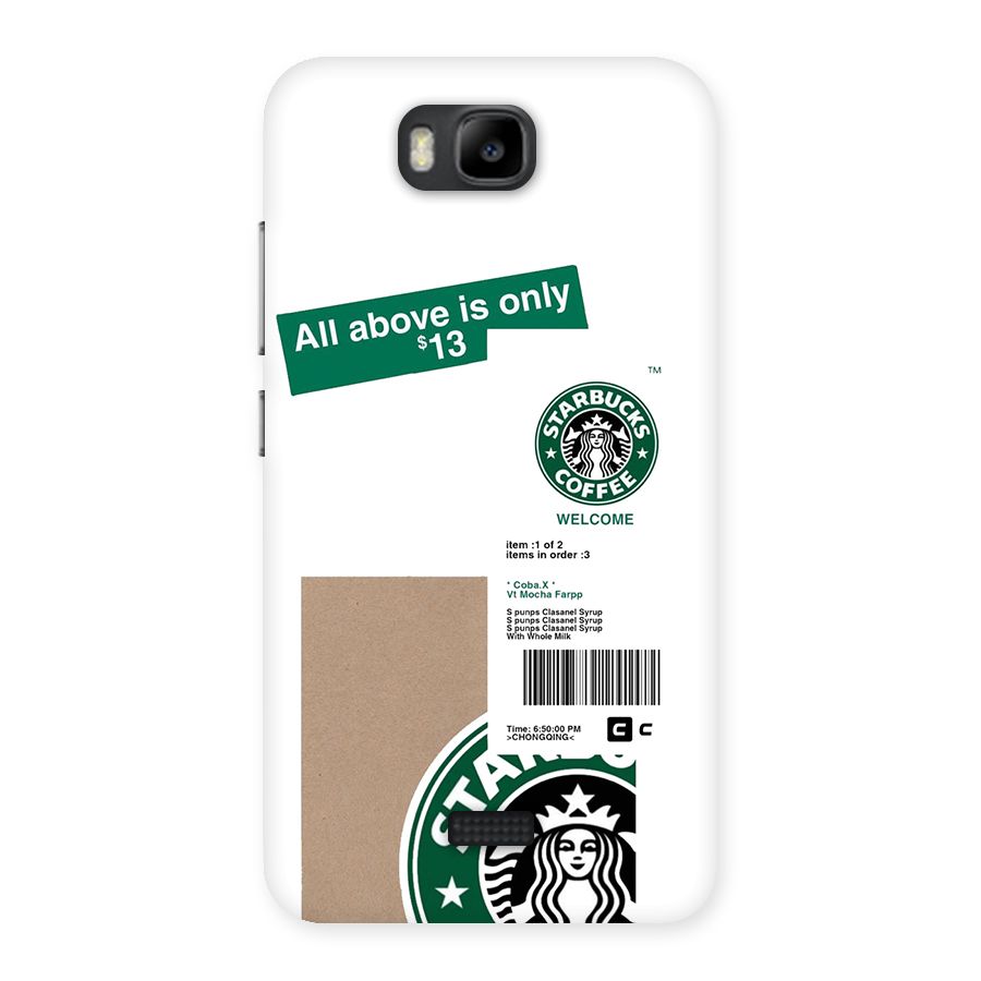 Starbucks Coffee Mocha Back Case for Honor Bee